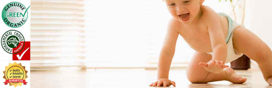 Baby Crawling on clean tiles and grout